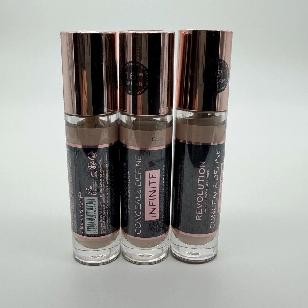 Revolution Conceal And Define Full Coverage Concealer Shade C1 3Pack